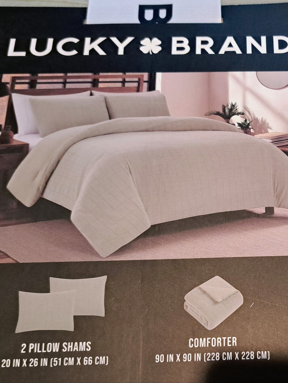 Lucky Brand Olive Green Color Quilted 3 Pcs Comforter Set Sz Queen
